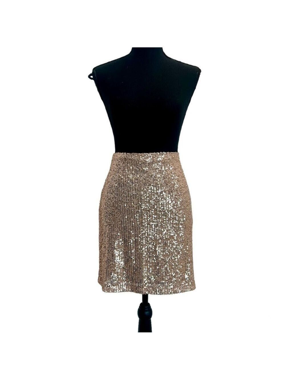 Steve Madden rose gold sequin appliqué miniskirt disco 70s sparkly lined L NWT